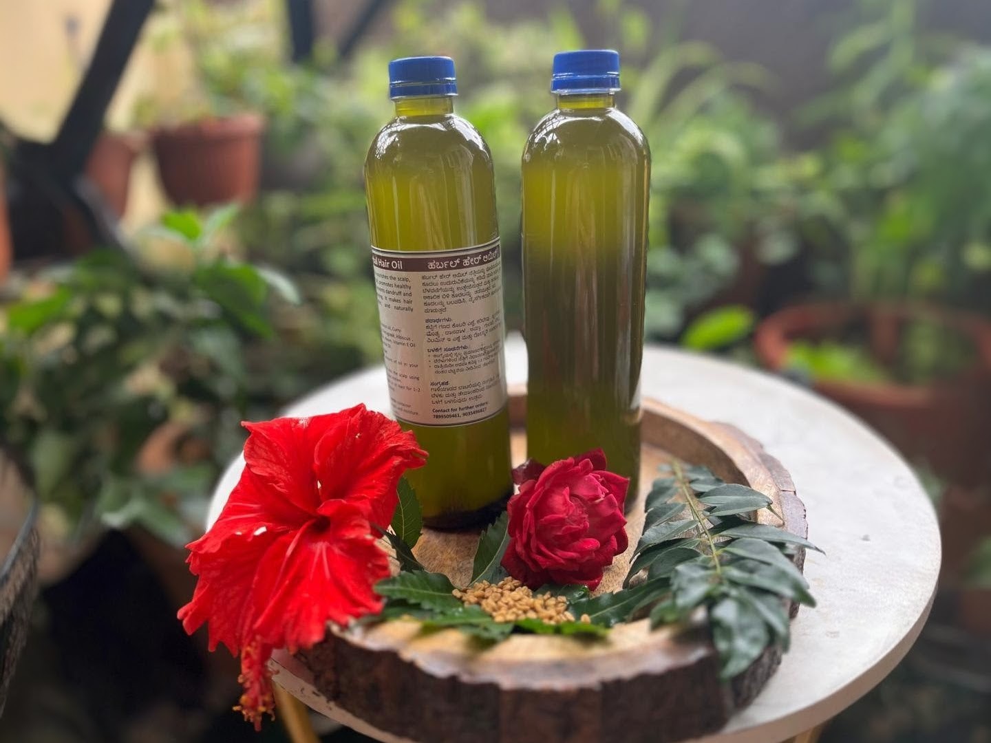 Herbal hair oil (coconut and herbs)